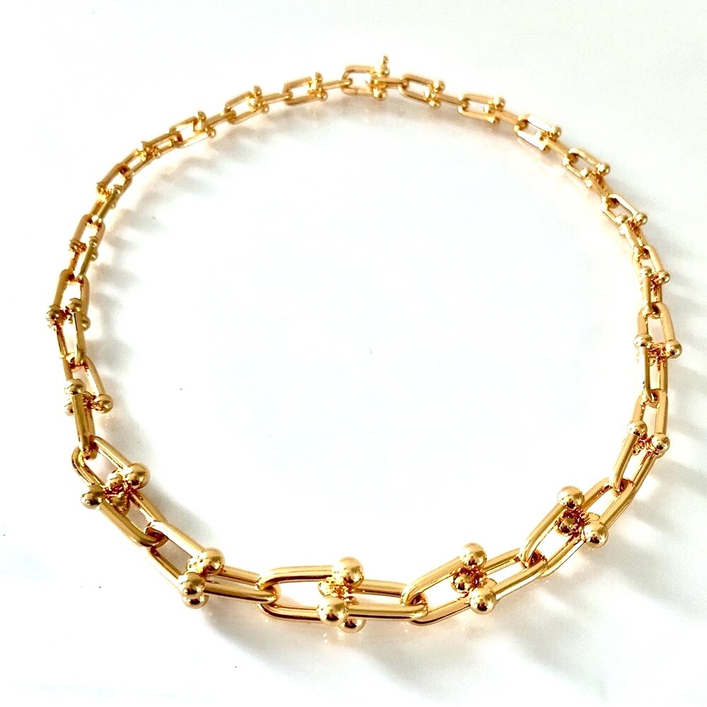 Gold Hardware Graduated Link U Necklace